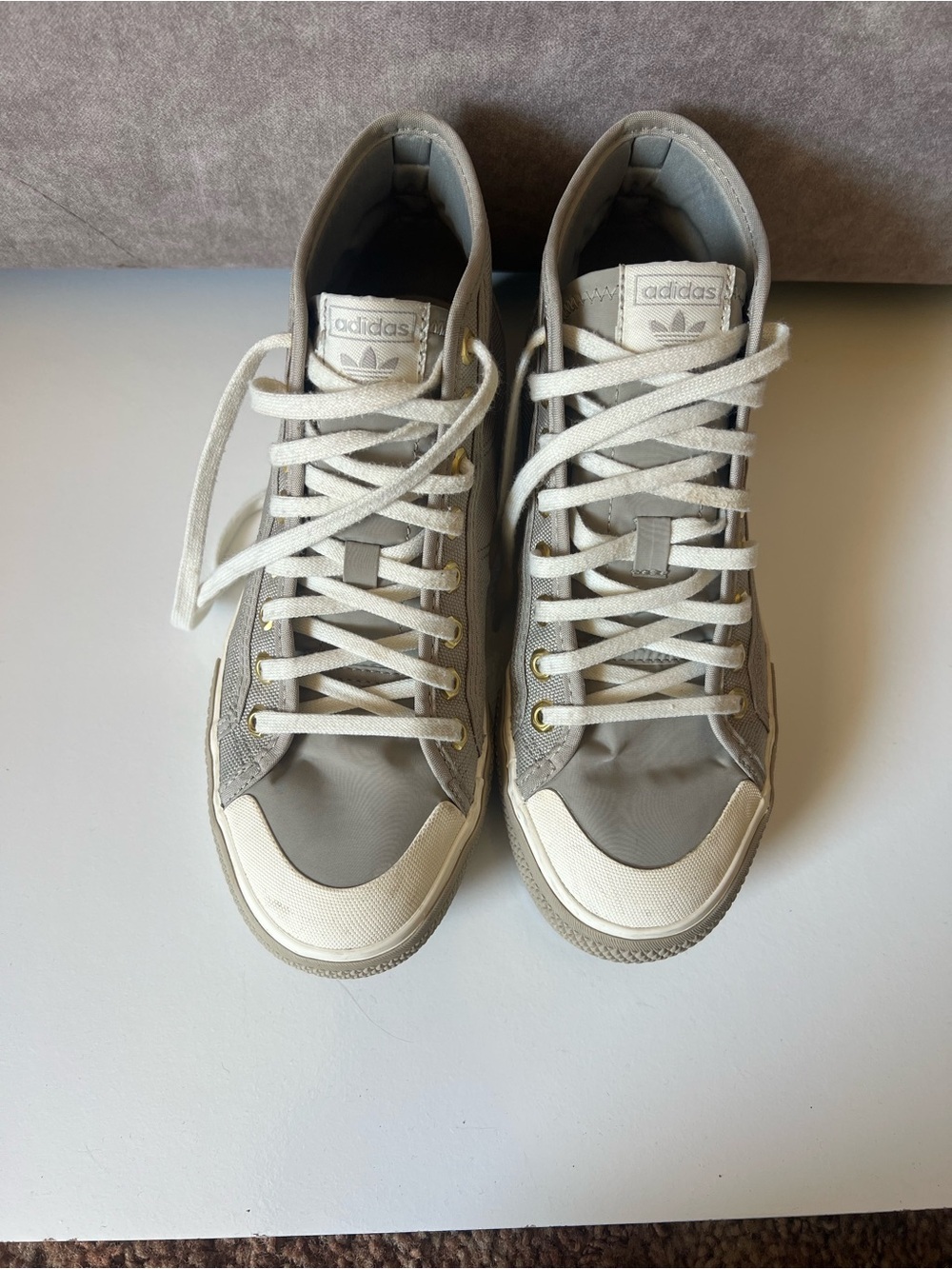 adidas Women's High-Top Sneakers in Light Gray and White - Picture 2 of 9
